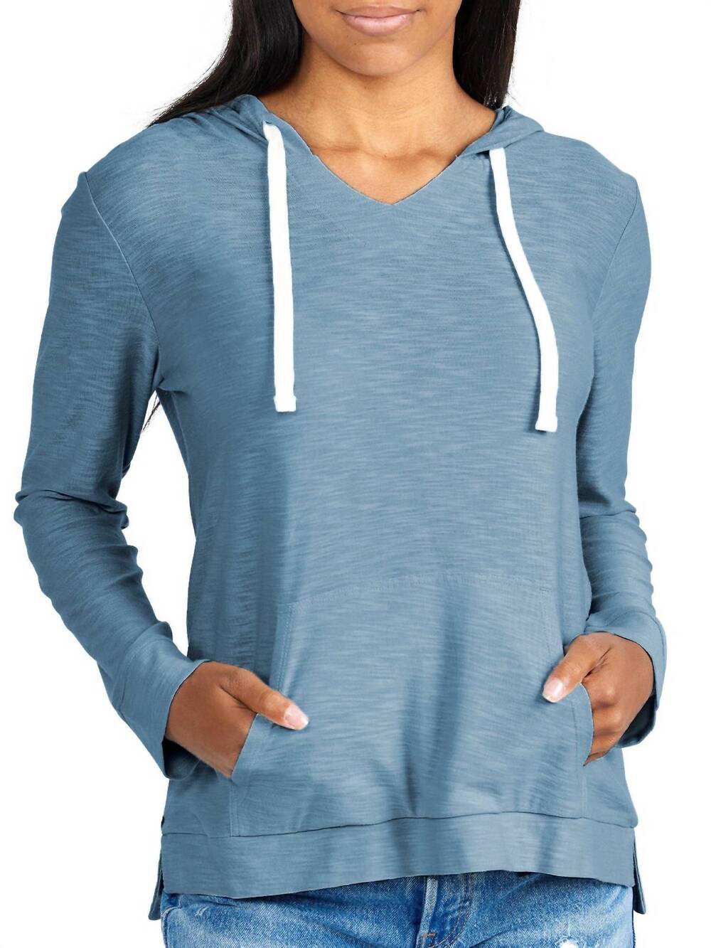 NEW FREE FLY bamboo slub hoodie in pacific blue